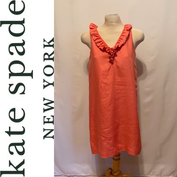 KATE SPADE coral linen shift dress - Picture 3 of 6